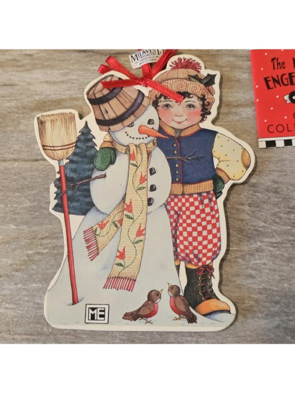 Vintage Mary Engelbreit Winter Pals Ornament Snowman Boy Gift 5.5 Inches